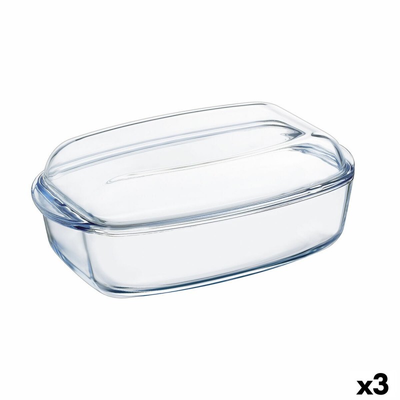 Teglia da Cucina Pyrex Classic Con coperchio 4,5 L 38 x 22 x 11 cm Trasparente Vetro (3 Unità)