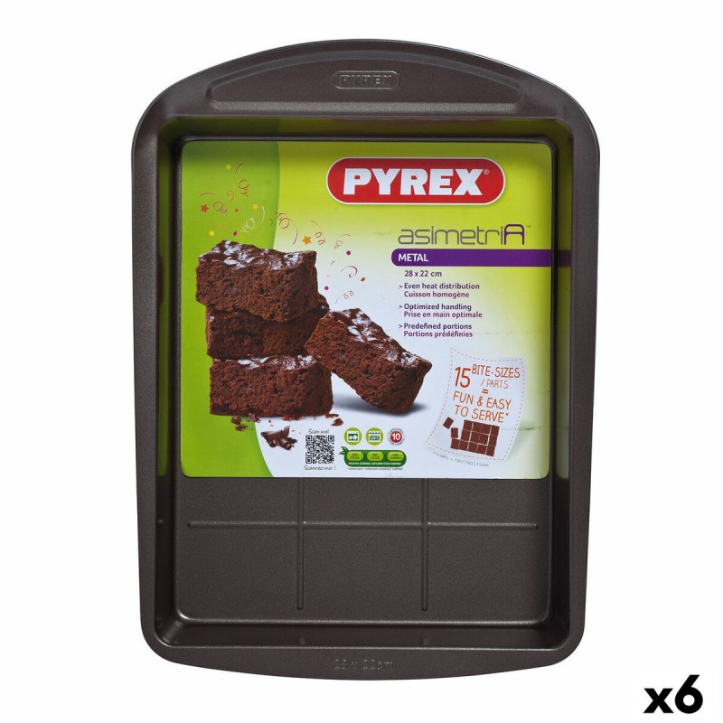 Stampo Rettangolare Pyrex Asimetria Nero Metallo 28 x 22 cm Rettangolare (6 Unità)
