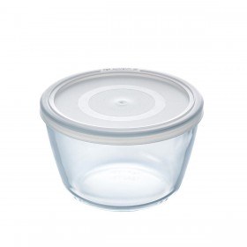 Porta Pranzo Rotondo con Coperchio Pyrex Cook & Freeze 1,1 L 15 x 15 x 10 cm Trasparente Silicone Vetro (4 Unità)