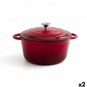 Casseruola con coperchio Bidasoa Fierro Rosso Ø 24 cm 3,7 L (2 Unità)