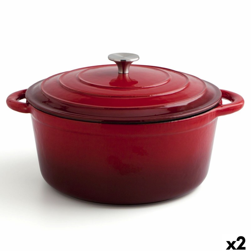 Casseruola con coperchio Bidasoa Fierro Rosso Ø 28 cm 6 L (2 Unità)