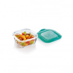 Porta Pranzo Quadrato con Coperchio Luminarc Keep'n Lagon 10 x 5,4 cm Turchese 380 ml Bicolore Vetro (6 Unità)