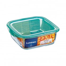 Porta Pranzo Quadrato con Coperchio Luminarc Keep'n Lagon 760 ml 13 x 6 cm Turchese Vetro (6 Unità)