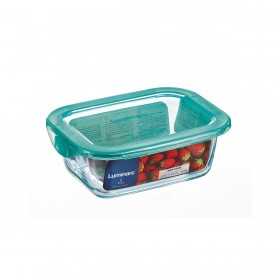 Portapranzo Rettangolare con Coperchio Luminarc Keep'n Lagon 18,5 x 13 x 6,6 cm Turchese 1,22 L Vetro (6 Unità)