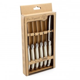Set di Coltelli per Carne Lou Laguiole Rustic Bianco Metallo 13 cm Carni (6 Unità)
