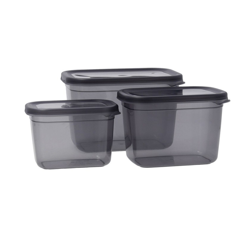 Set di scatole porta pranzo Quid City Grigio Plastica Rettangolare 3 Pezzi