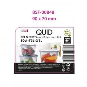 Set di scatole porta pranzo Quid City Grigio Plastica Rettangolare 3 Pezzi
