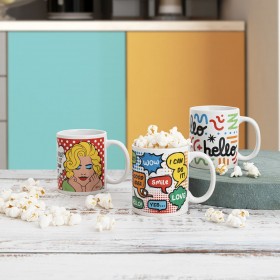 Tazza Quid Hello Fumetti Multicolore Ceramica 330 ml (12 Unità)