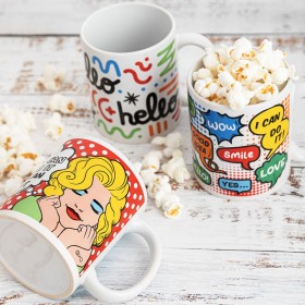 Tazza Quid Hello Fumetti Multicolore Ceramica 330 ml (12 Unità)