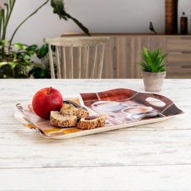 Vassoio per la colazione Quid Habitat Multicolore Plastica 34 x 25 x 2 cm Con manici Caffè (12 Unità)