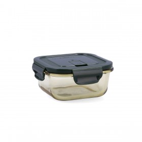 Porta pranzo Ermetico Bidasoa Infinity Quadrato 520 ml Giallo Vetro (12 Unità)
