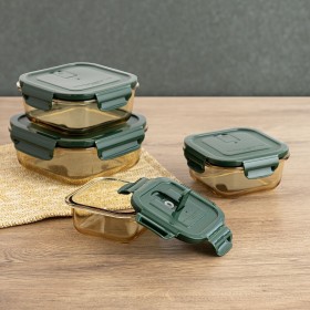 Porta pranzo Ermetico Bidasoa Infinity Quadrato 1,1 L Giallo Vetro (12 Unità)