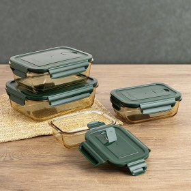 Porta pranzo Ermetico Bidasoa Infinity Rettangolare 630 ml Giallo Vetro (12 Unità)