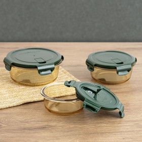 Porta pranzo Ermetico Bidasoa Infinity Rotonda 640 ml Giallo Vetro (12 Unità)
