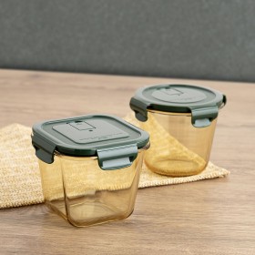 Porta pranzo Ermetico Bidasoa Infinity Quadrato 900 ml Giallo Vetro (12 Unità)