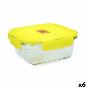 Porta pranzo Ermetico Luminarc Pure Box Holy Giallo Vetro Quadrato 1,22 L (6 Unità)
