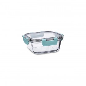 Porta pranzo Ermetico Quid Purity Quadrato 530 ml Trasparente Vetro (12 Unità)