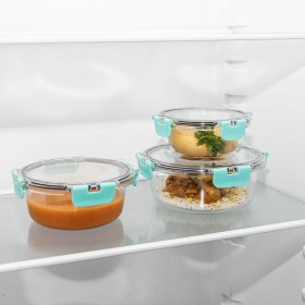 Porta pranzo Ermetico Quid Purity Rotonda 970 ml Trasparente Vetro (6 Unità)