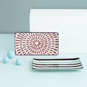 Vassoio per aperitivi Bidasoa Zigzag Multicolore Ceramica Rettangolare 20 x 11 cm 2 Unità