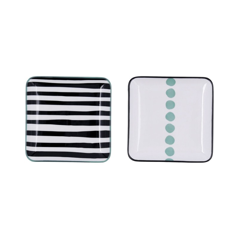 Vassoio per aperitivi Bidasoa Zigzag Multicolore Ceramica Quadrato 15 x 15 cm 2 Unità