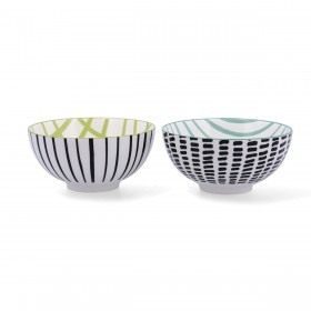 Set di Ciotole Bidasoa Zigzag Multicolore Ceramica 15 x 15 x 7,3 cm (2 Pezzi)