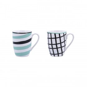 Tazza Bidasoa Zigzag Multicolore Ceramica 2 Pezzi 330 ml