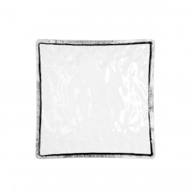 Piatto da pranzo Quid Select Filo Bianco Nero Plastica Quadrato 19 x 19 x 4,5 cm (12 Unità)