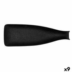 Vassoio per aperitivi Bidasoa Fosil Nero Ceramica Allumina Bottiglia 38,5 x 12,7 x 4,8 cm (9 Unità)