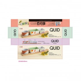 Set da portata Quid Kaleido Multicolore Legno 32 x 8 x 4,6 cm 4 Pezzi