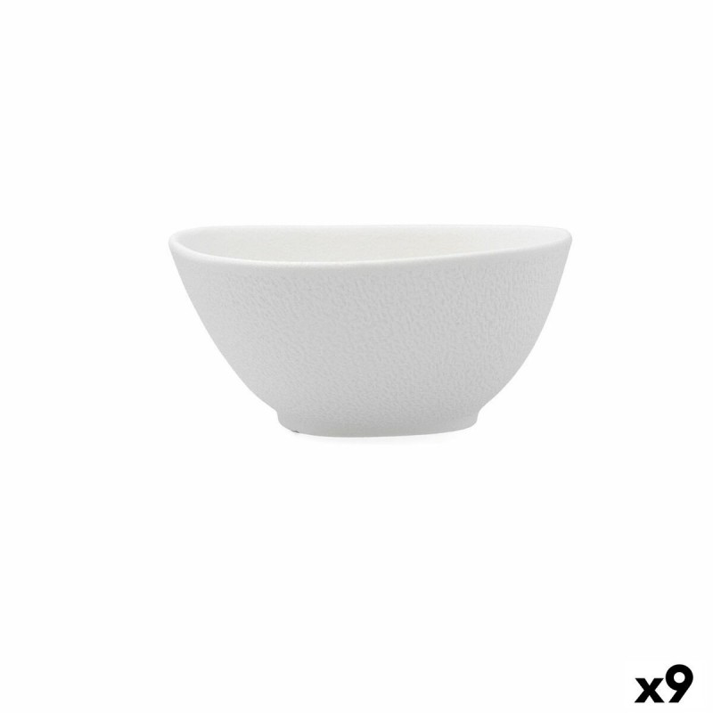 Ciotola Bidasoa Fosil Bianco Ceramica Quadrato