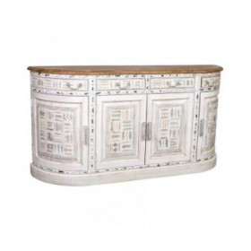 Credenza Alexandra House Living Bianco Marrone Ottone Legno di mango 45 x 177 x 91 cm
