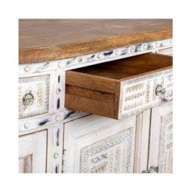 Credenza Alexandra House Living Bianco Marrone Ottone Legno di mango 45 x 177 x 91 cm