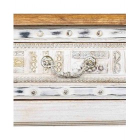 Credenza Alexandra House Living Bianco Marrone Ottone Legno di mango 45 x 177 x 91 cm