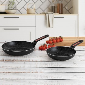 Padella Quid Tentacion Nero Metallo Alluminio stampato Ø 24 cm Ø 20 cm (2 Unità)