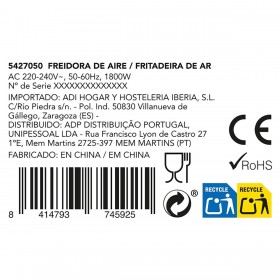 Friggitrice ad Aria Dcook Gallery Nero 1800 W 8 L