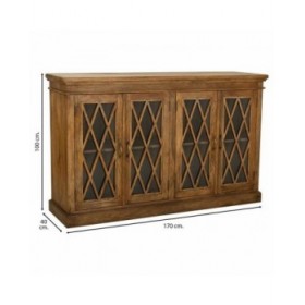 Credenza Alexandra House Living Marrone Legno Vetro 40 x 100 x 170 cm 4 porte