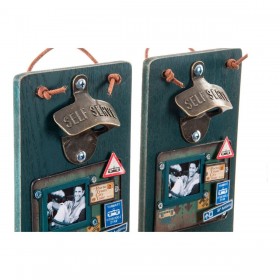 Apribottiglie DKD Home Decor Self Serve Legno Metallo (2 pcs) (26 x 12 x 9 cm)