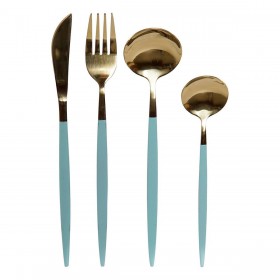 Servizio di Posate DKD Home Decor Verde Dorato Acciaio inossidabile 1,5 x 0,5 x 22,3 cm 16 Pezzi