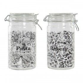 Barattolo DKD Home Decor Cristallo Nero Ferro (10 x 12,5 x 20 cm) (1 L) (2 Unità) 10 x 12.5 x 20 cm 1 L (2 pcs)