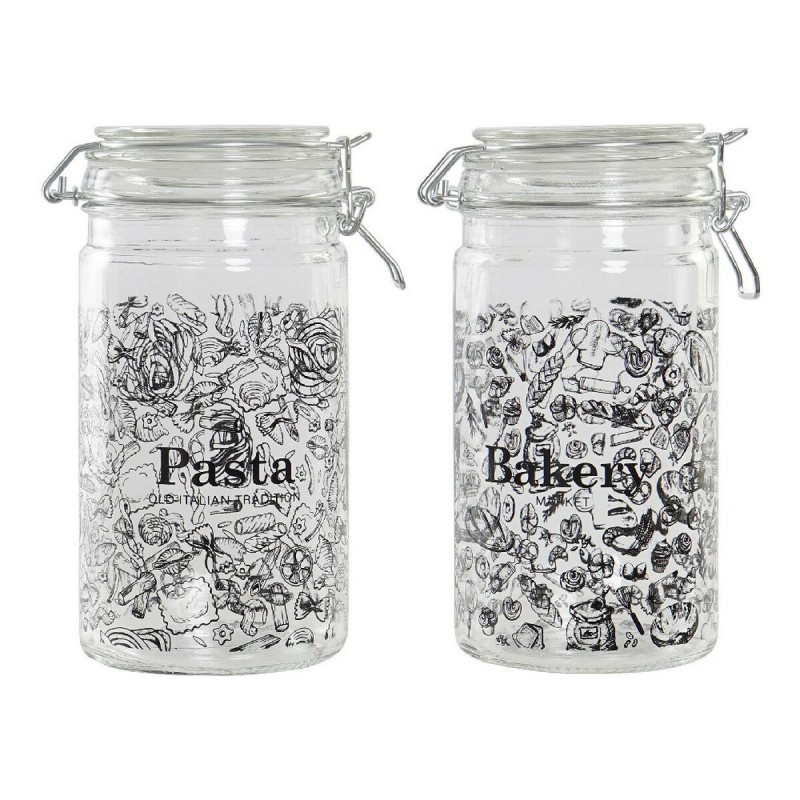Barattolo DKD Home Decor Cristallo Nero Ferro (10 x 12,5 x 20 cm) (1 L) (2 Unità) 10 x 12.5 x 20 cm 1 L (2 pcs)