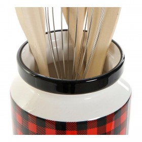 Contenitore per Utensili da Cucina DKD Home Decor Acciaio inossidabile Pino Dolomite 11,5 x 11,5 x 26 cm 1 L