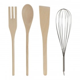 Contenitore per Utensili da Cucina DKD Home Decor Acciaio inossidabile Pino Dolomite 11,5 x 11,5 x 26 cm 1 L
