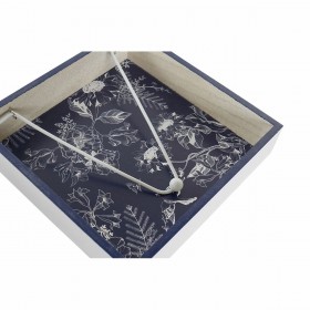 Portatovagliolo DKD Home Decor Metallo Bianco Blu Marino Legno MDF (2 pcs)