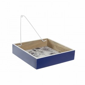 Portatovagliolo DKD Home Decor Metallo Bianco Blu Marino Legno MDF (2 pcs)
