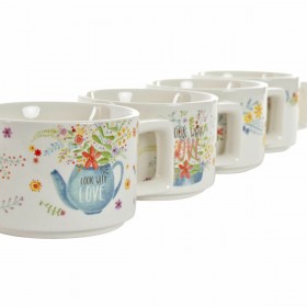 Set di Tazze da Caffè DKD Home Decor Multicolore Metallo Bambù Dolomite 260 ml
