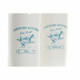 Set olio e aceto DKD Home Decor 250 ml Bianco Verde Turchese Acciaio inossidabile Plastica Dolomite