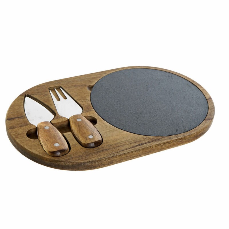 Tagliere DKD Home Decor Acciaio inossidabile Lavagna Acacia (32 x 20 x 1.5 cm) (4 x 15 x 1,5 cm) (3 pcs)