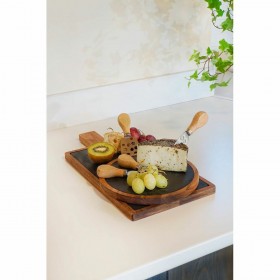 Tagliere DKD Home Decor Acciaio inossidabile Lavagna Acacia (32 x 20 x 1.5 cm) (4 x 15 x 1,5 cm) (3 pcs)