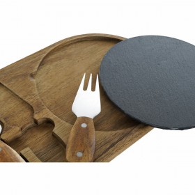 Tagliere DKD Home Decor Acciaio inossidabile Lavagna Acacia (32 x 20 x 1.5 cm) (4 x 15 x 1,5 cm) (3 pcs)