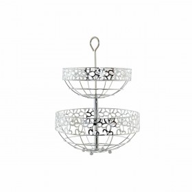 Portafrutta DKD Home Decor Argento Metallo Fiori (28 x 28 x 39 cm)